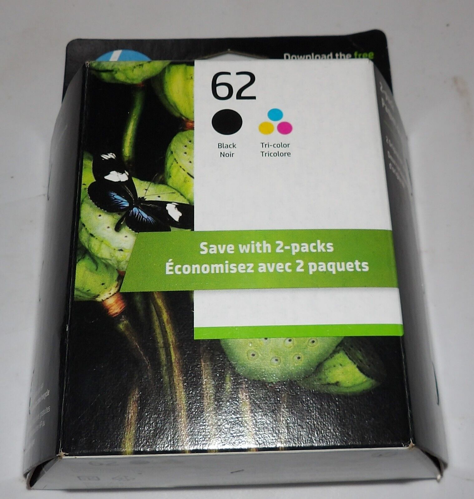 Genuine HP 62 Black & Tri-Color (N9H64FN) Ink Cartridges - 2 Pack Dated 2025