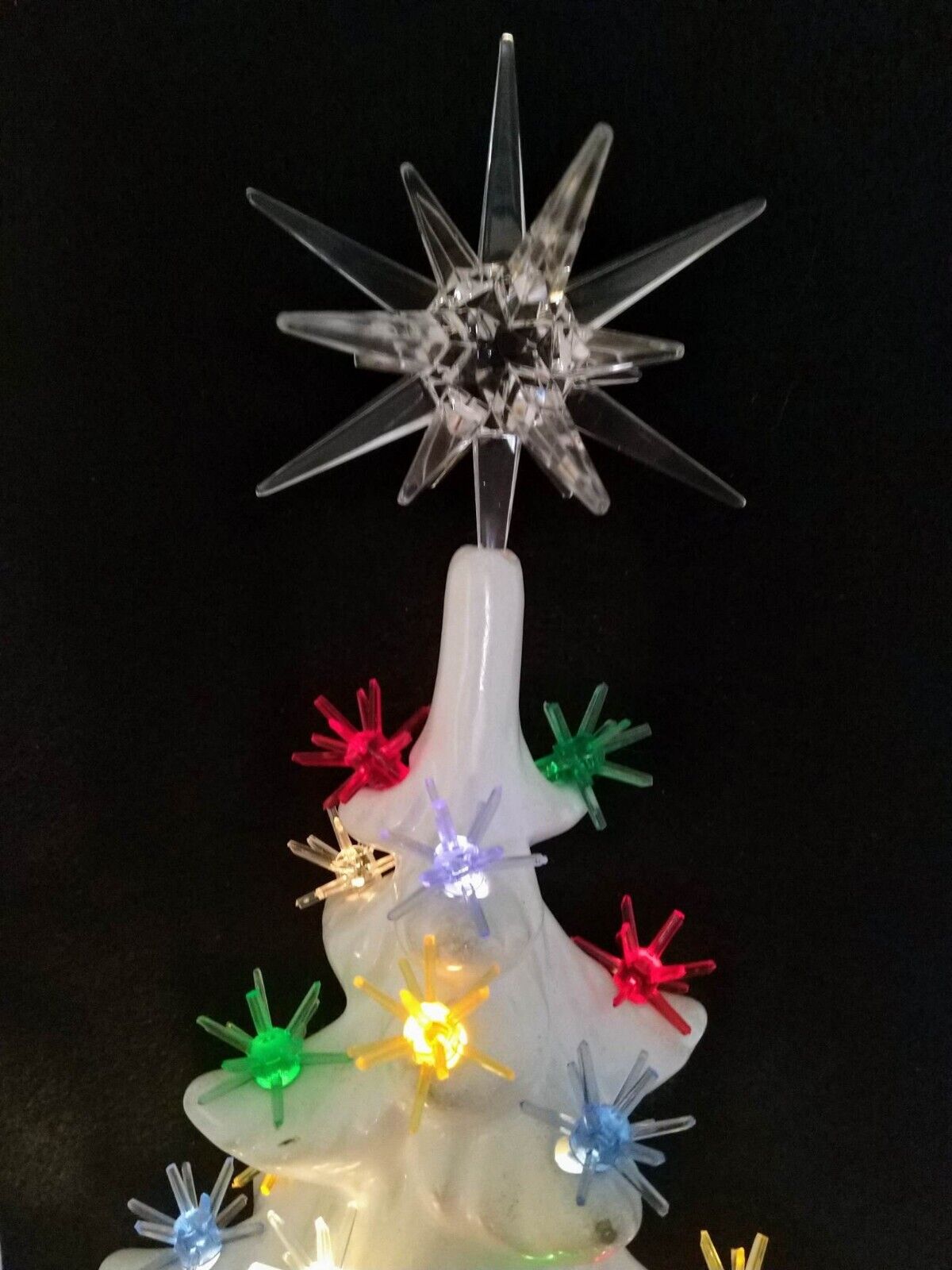 Large Moravian Sputnik Clear Star Topper for Ceramic Christmas Tree lights bulbs