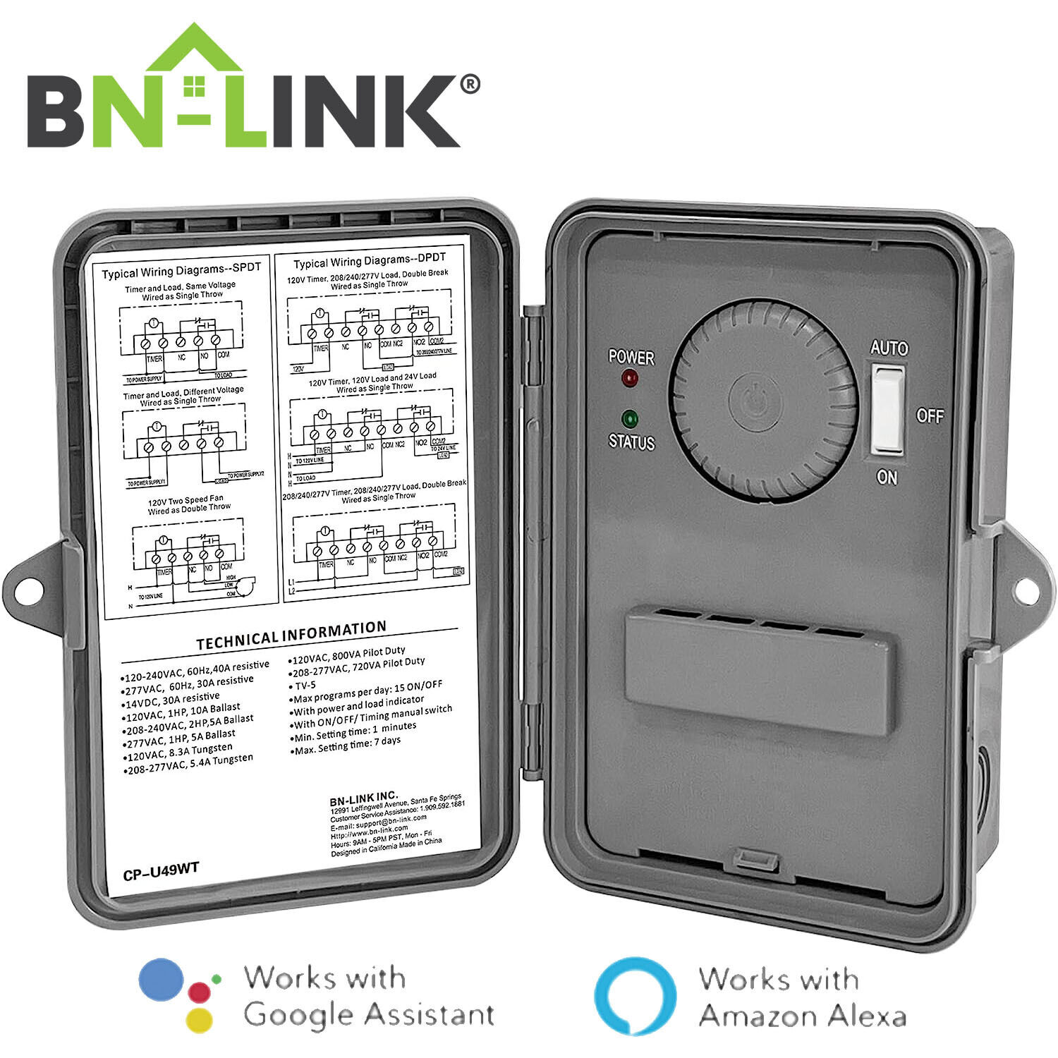BN-LINK Smart Pool Pump Timer Outdoor Heavy Duty 24Hr WiFi Programmable For Pool