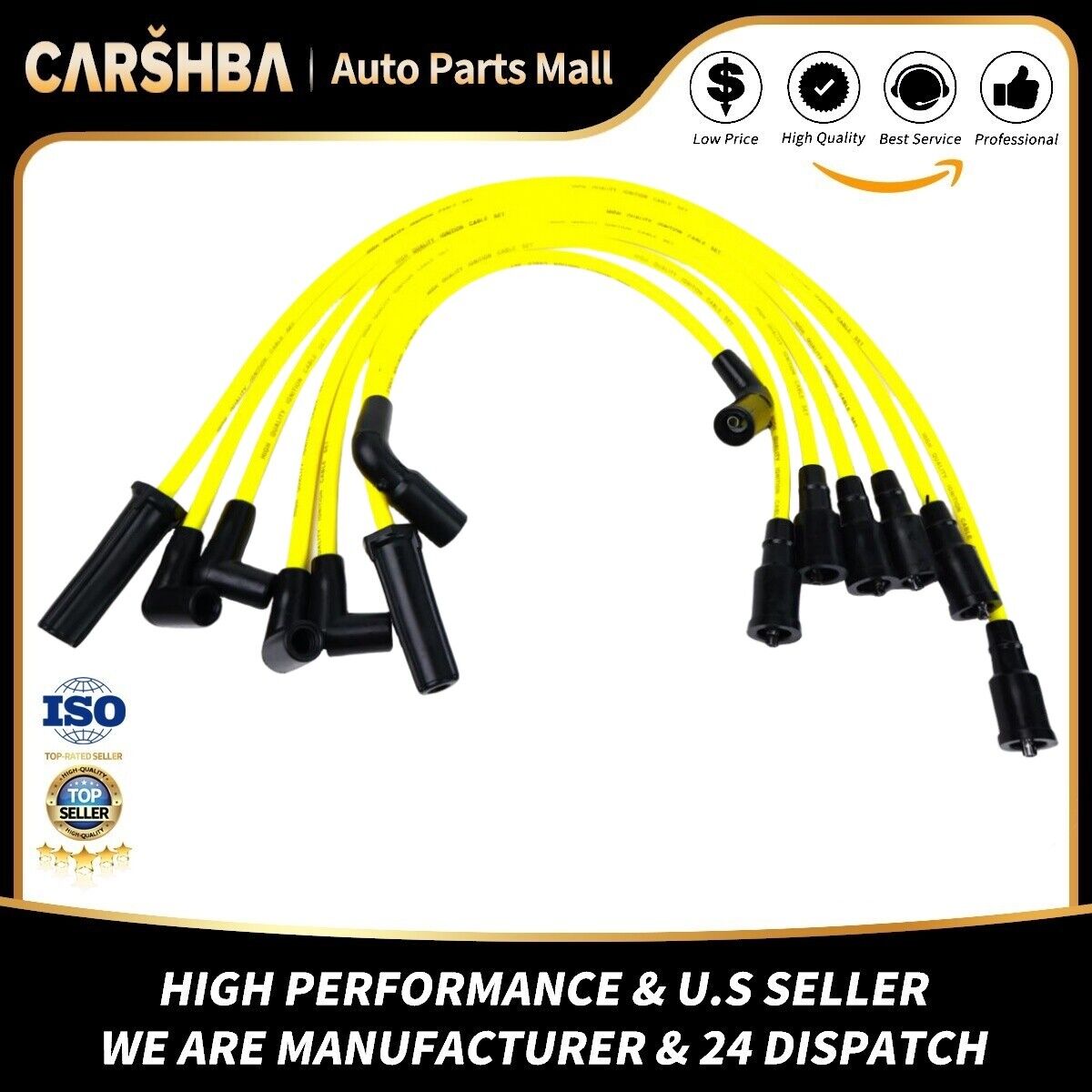 yellow 9-Spark Plug Wires For 1996-2014 Chevy GMC 4.3L Vortec V6 32833 32839