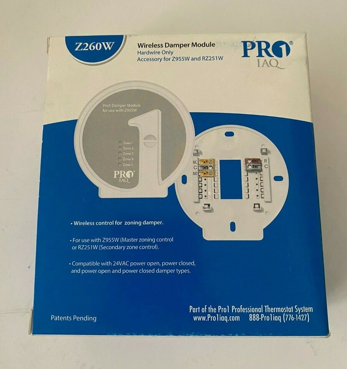 PRO1 IAQ Z260W Wireless Control Zoning Damper Up to 100ft range