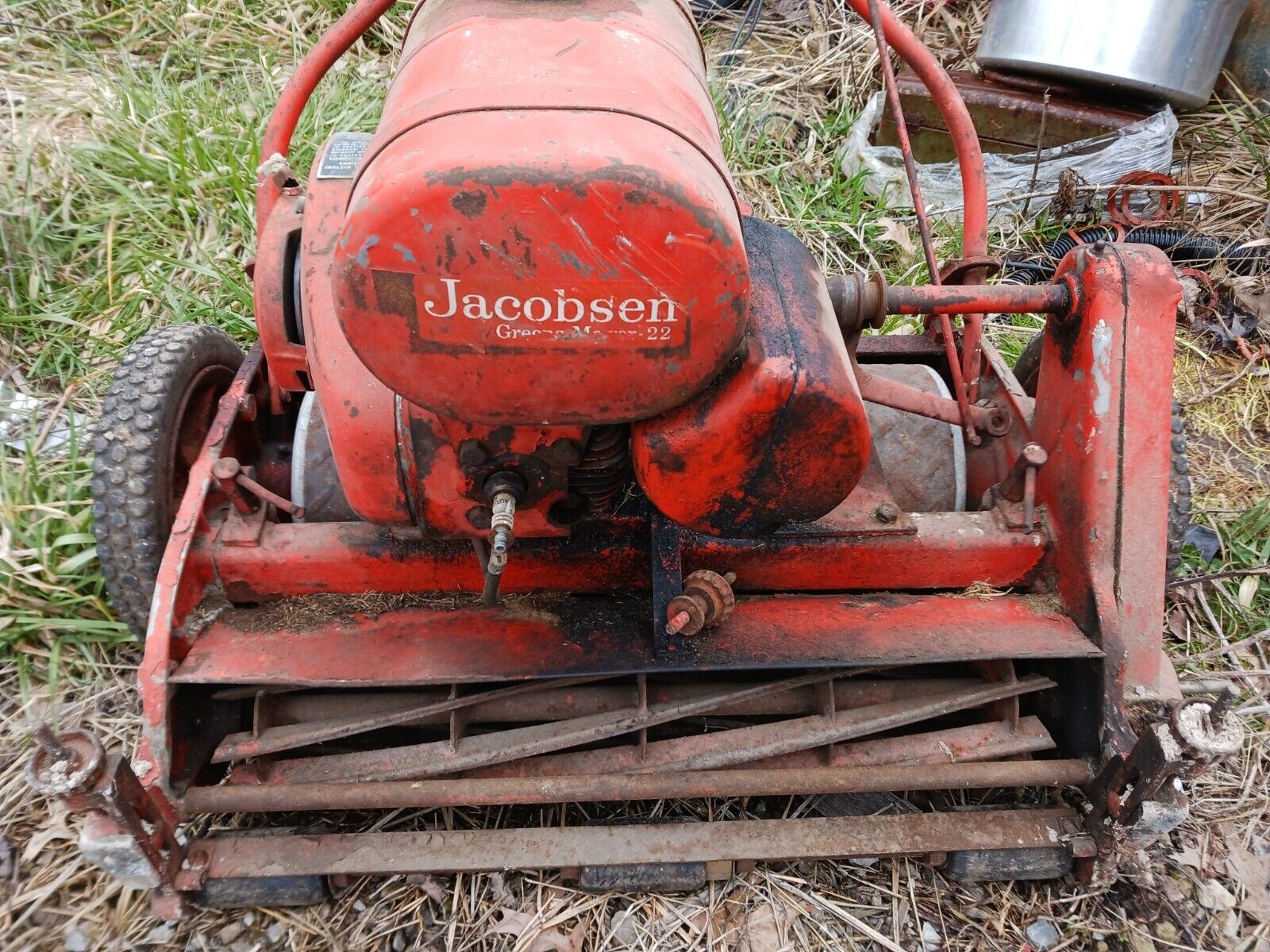 Lot Of 2 Vintage Jacobsen Greens Mowers 22 Walk Behind Tractor one for parts