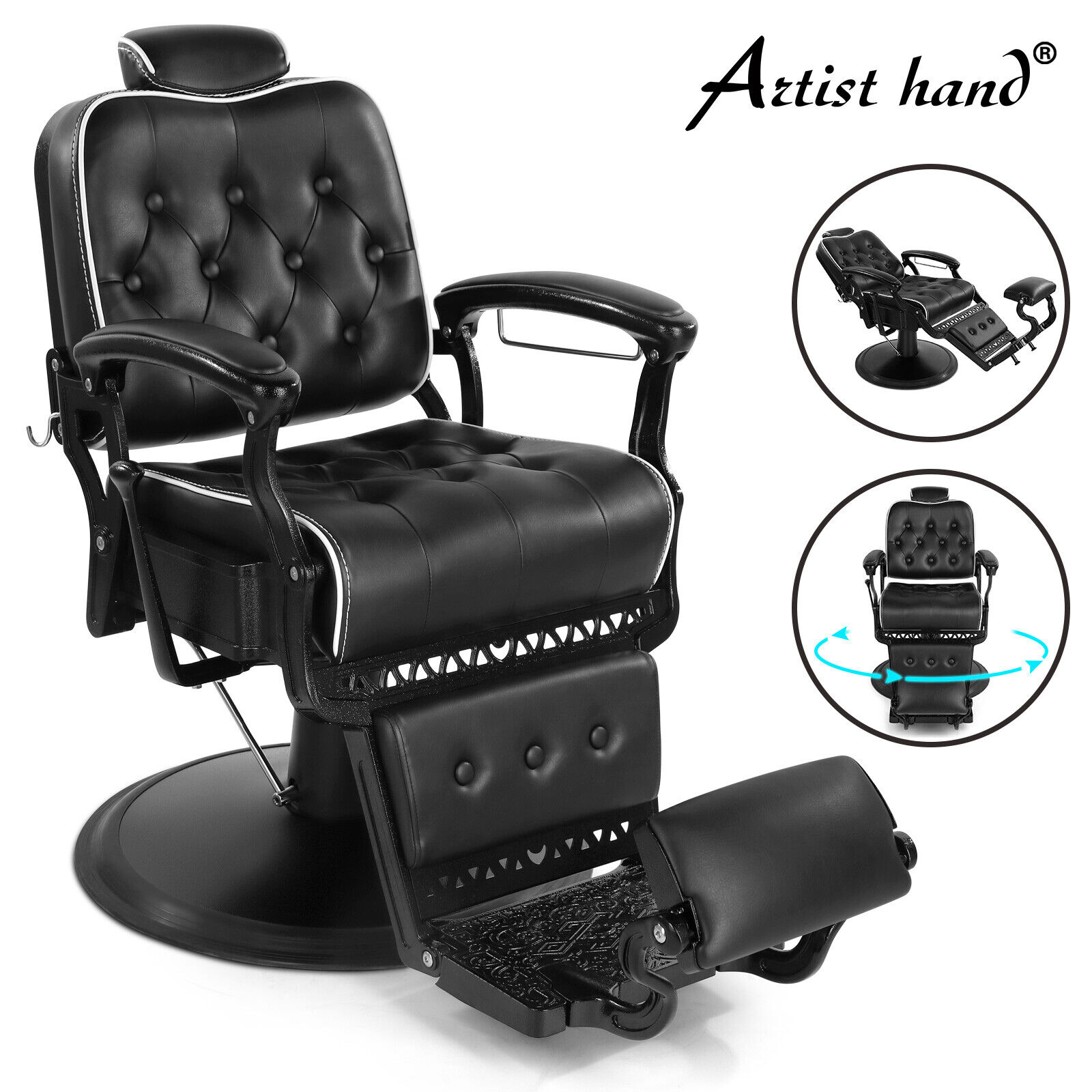 Artist hand Vintage Barber Chair Hydraulic Recline HeavyDuty Beauty SalonStyling