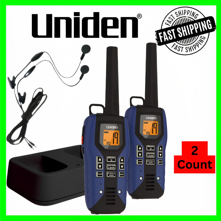 Uniden Walkie Talkie  Radio Set Outdoor Headset Kit Waterproof Rechargeable NOAA