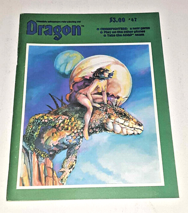 DRAGON magazine #47 Mar 81, D&D AD&D TSR, complete with Crimefighters game - VG