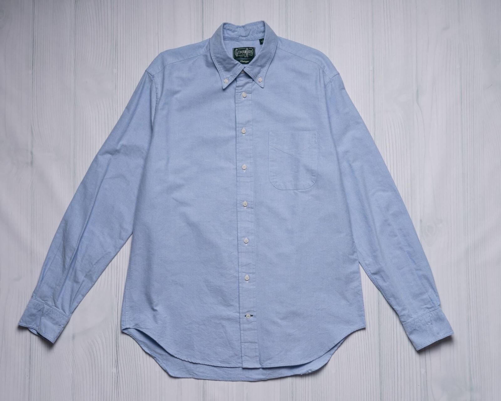 Gitman Vintage NWT $205 Blue Oxford Button Down Collar 100% Cotton Shirt L