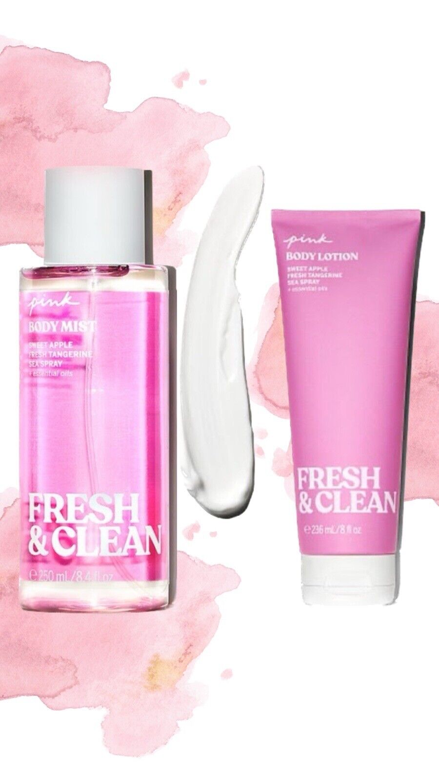 pink fresh and clean body mist + Lotion