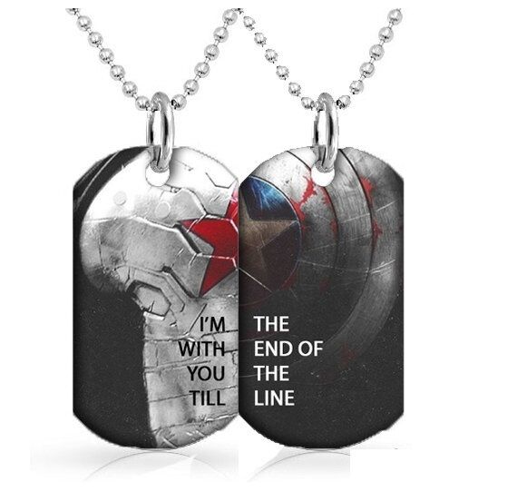 Captain America dog tags Dog Tag x2 30 inch Ball Chain Included Till the end