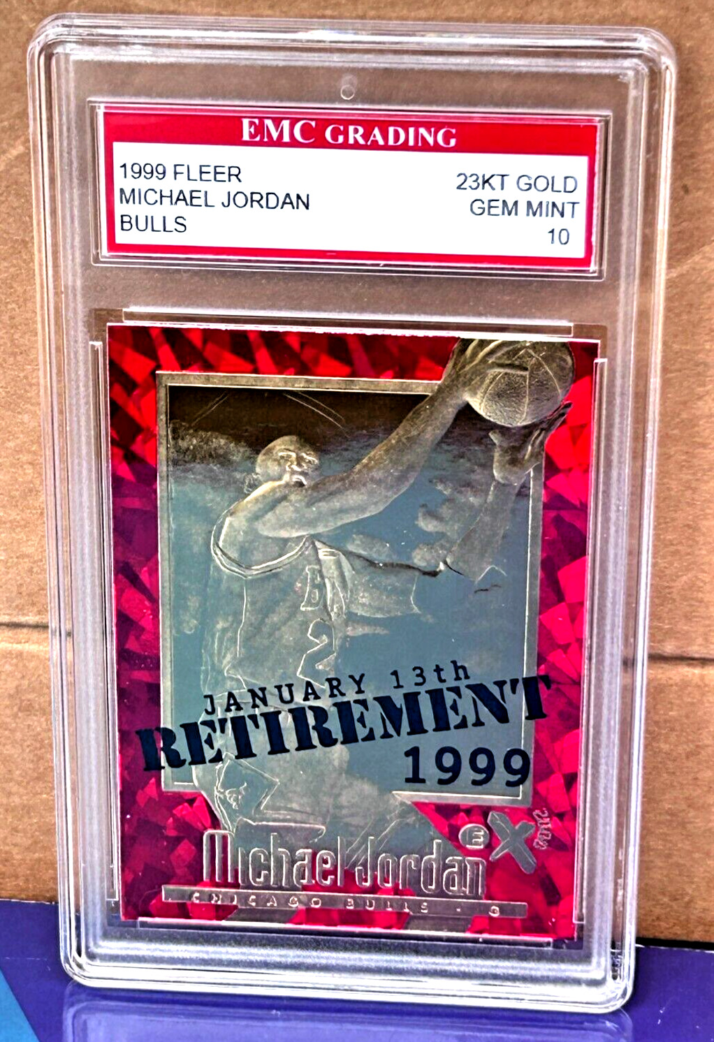 Michael Jordan JAN 13th RETIREMENT 23 KT  1999 GRADED GEM MINT 10 💎