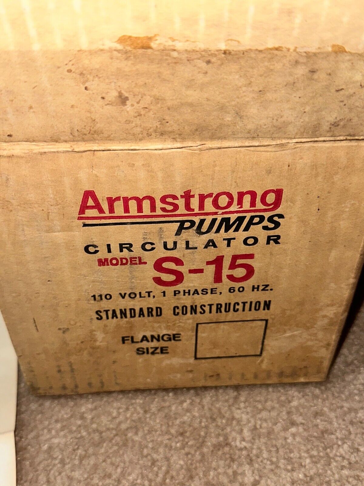 NOS Armstrong Circulator Pump 115 Volt 60Hz 1Ph 0.7-1.1 AMPS Model S-15 New