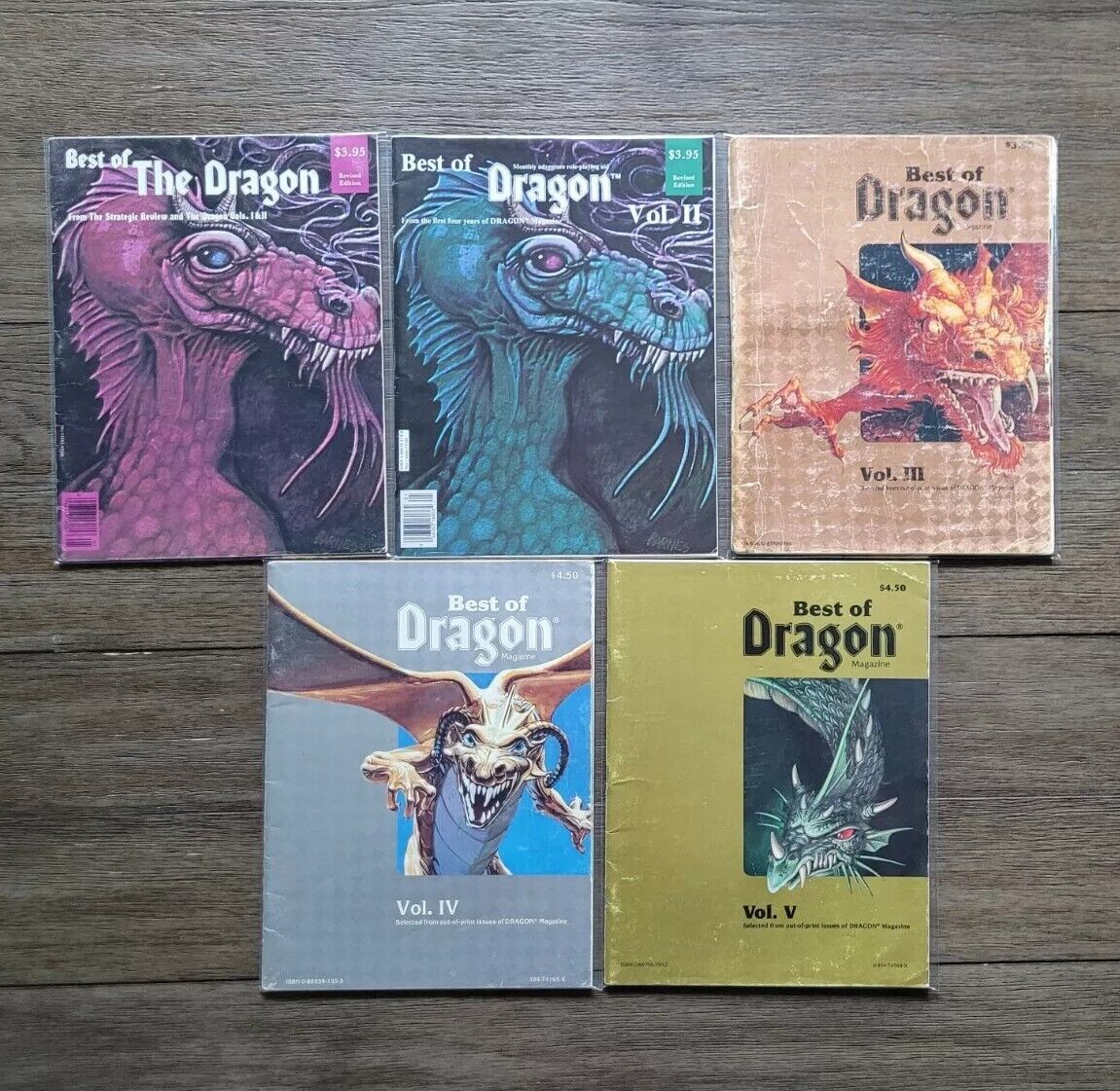 Vintage Lot of 5 Best of THE DRAGON Magazine Vols. I, II, III, IV, V