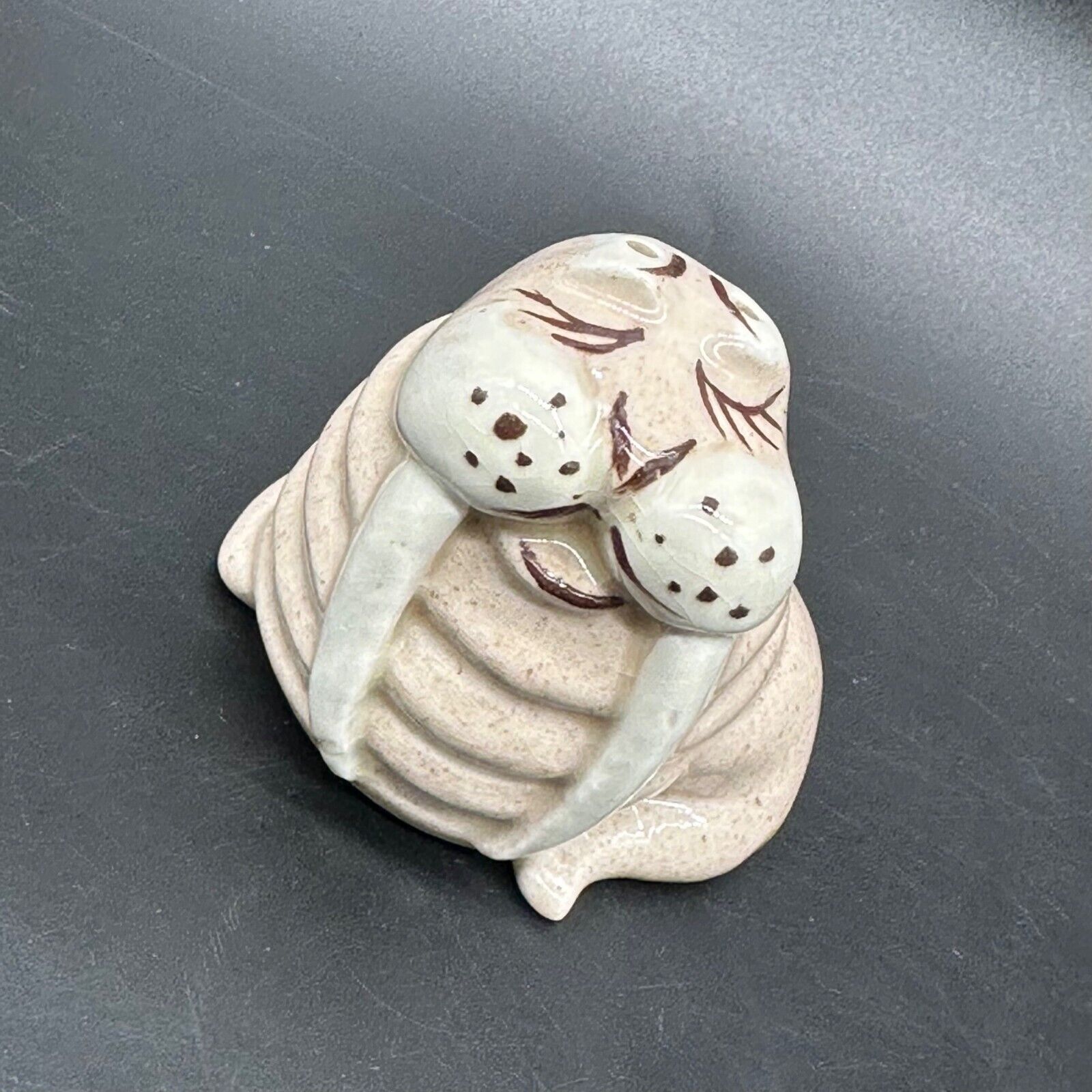 Vintage Walrus Shaker Figurine Brown Kitschy Sea Animal Ceramic Hand Painted