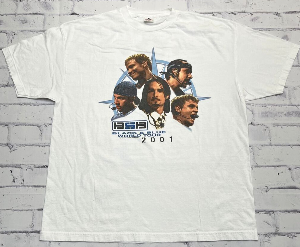 Backstreet Boys Shirt Adult 2XL White Vintage 2001 Y2k Boy Band Tour Merchandise