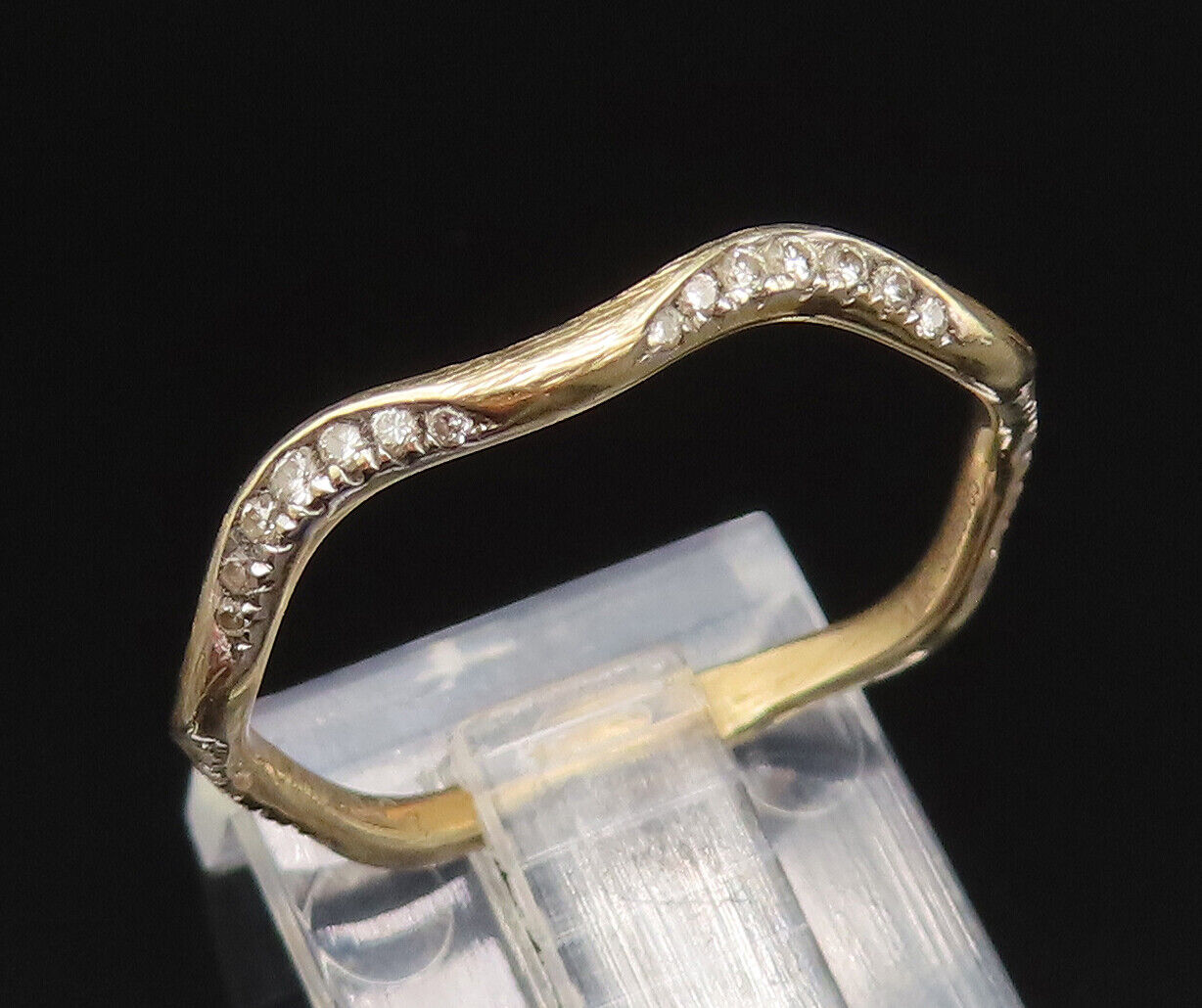 GABRIEL & CO. 14K GOLD - Vintage Genuine Diamonds Wavy Band Ring Sz 7.5 - GR543
