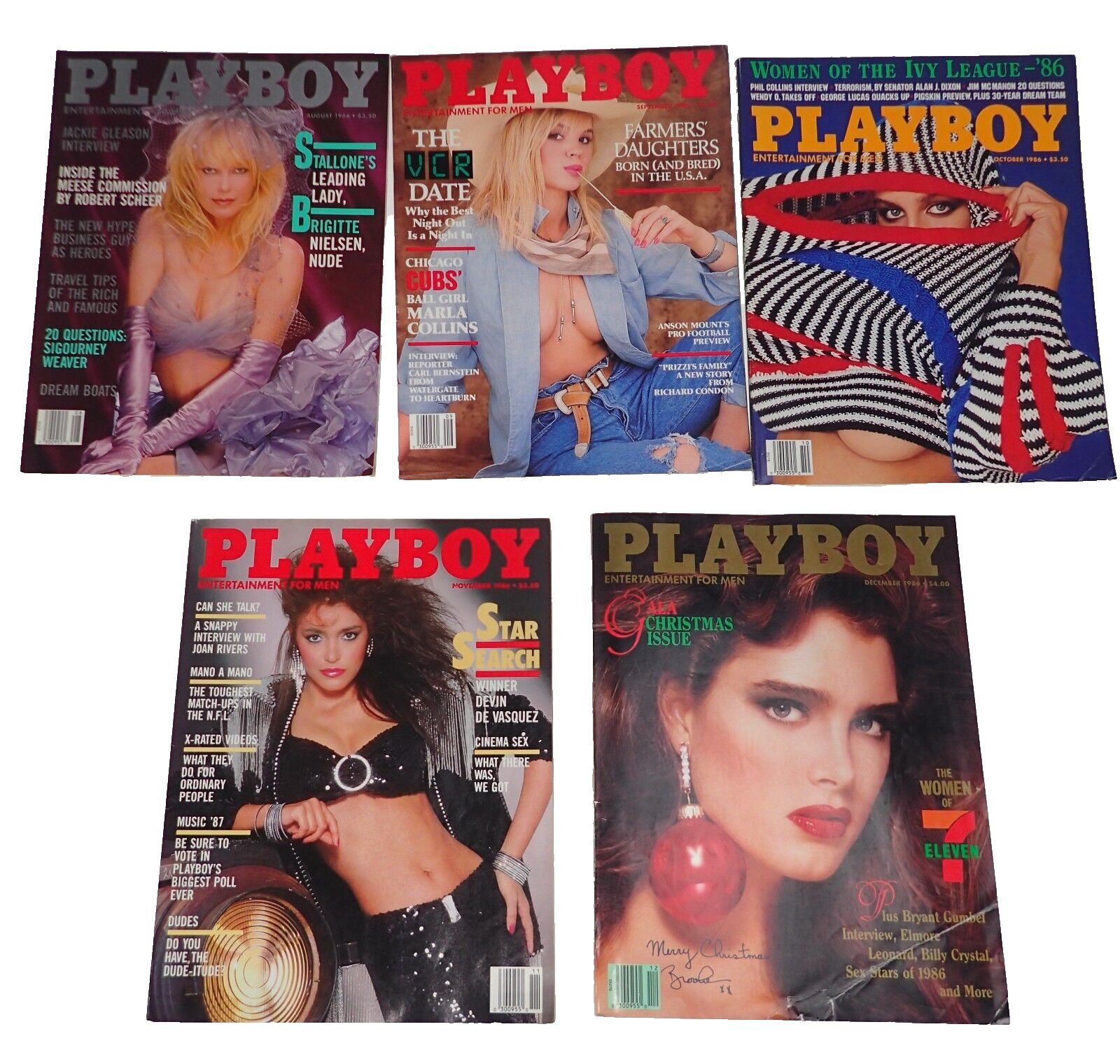 5 Playboy Magazines 1986 Vtg Retro Americana Nude
