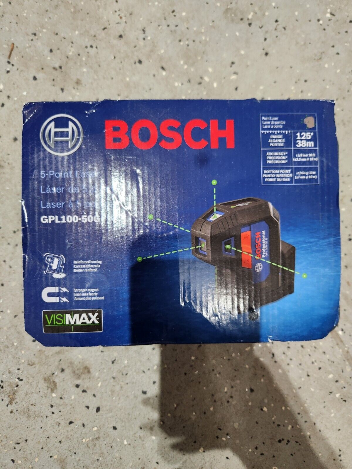 Bosch 125\' Green 5-Point Self-Leveling Laser W/ Case GPL100-50G - NEW