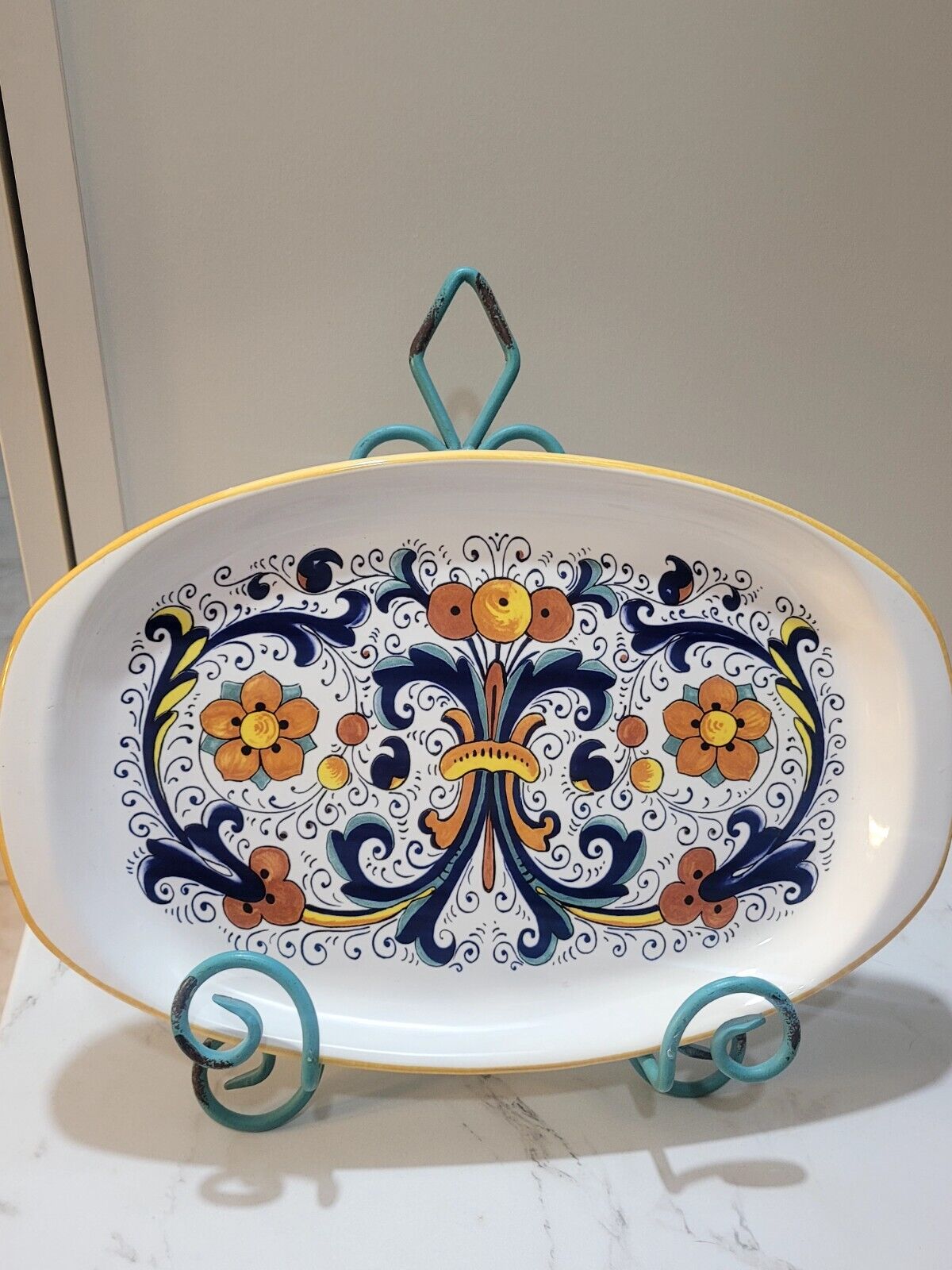 Vintage Nova Deruta Italian Art Pottery Serving Platter-Hand Painted Excellent 
