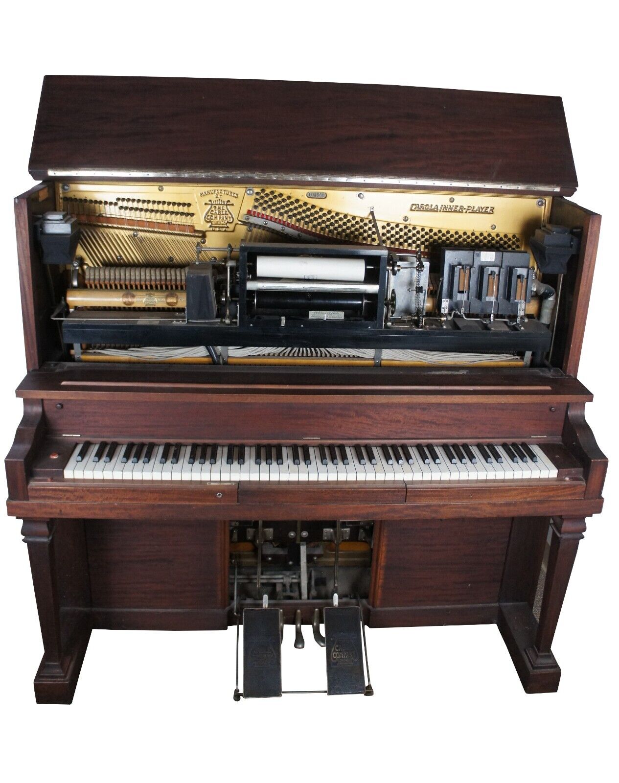 Antique 1915 Mahogany Chicago Cable Company Carolina Inner Player Upright Piano