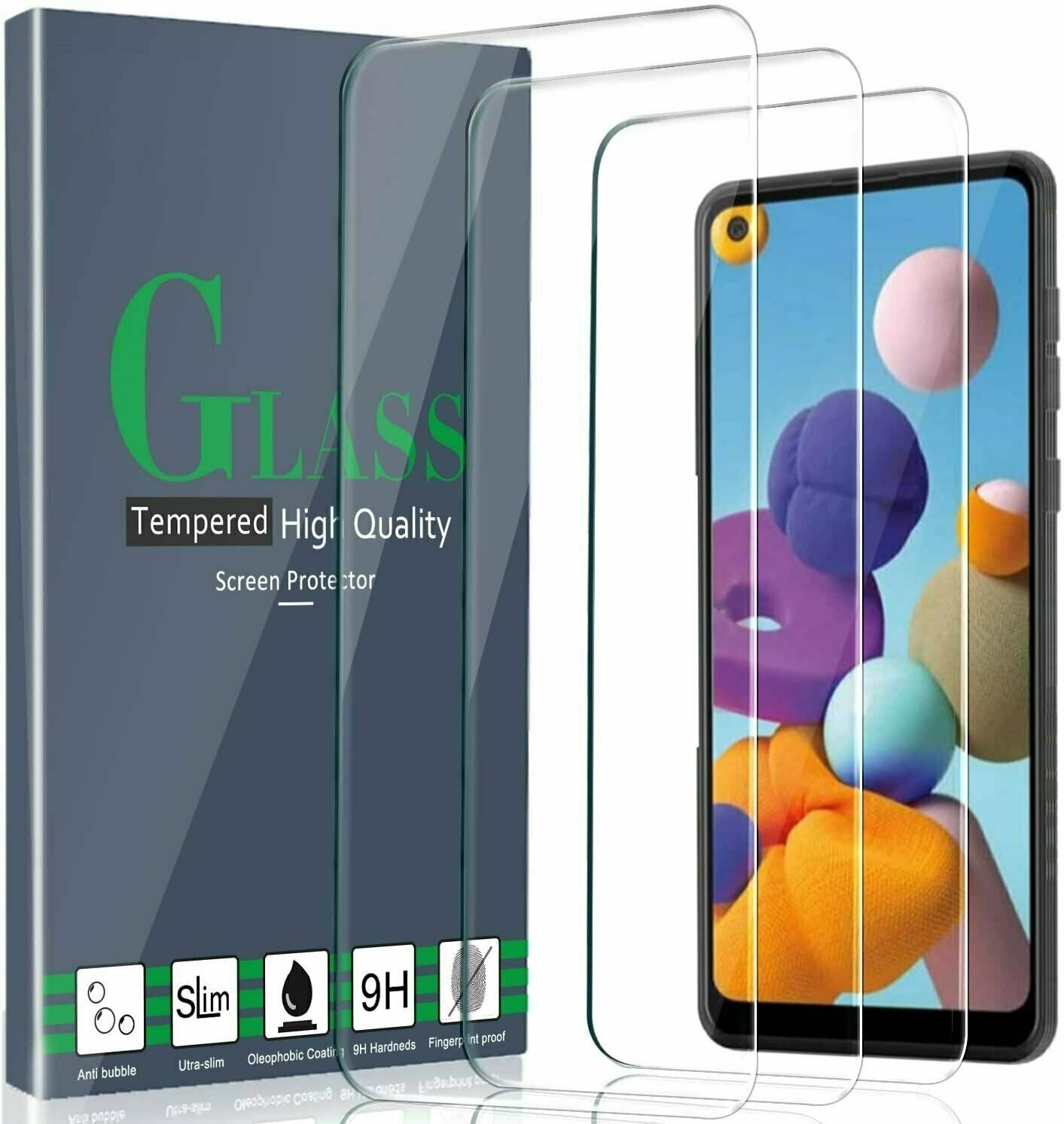 3 PACK For Samsung Galaxy A21 Tempered Glass Screen Protector Premium Guard