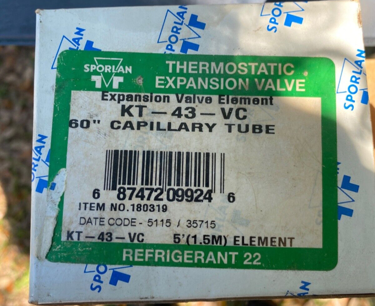 Free Shipping 1 New Sporlan KT-43-VC Thermostatic Expansion Valve Element 180319