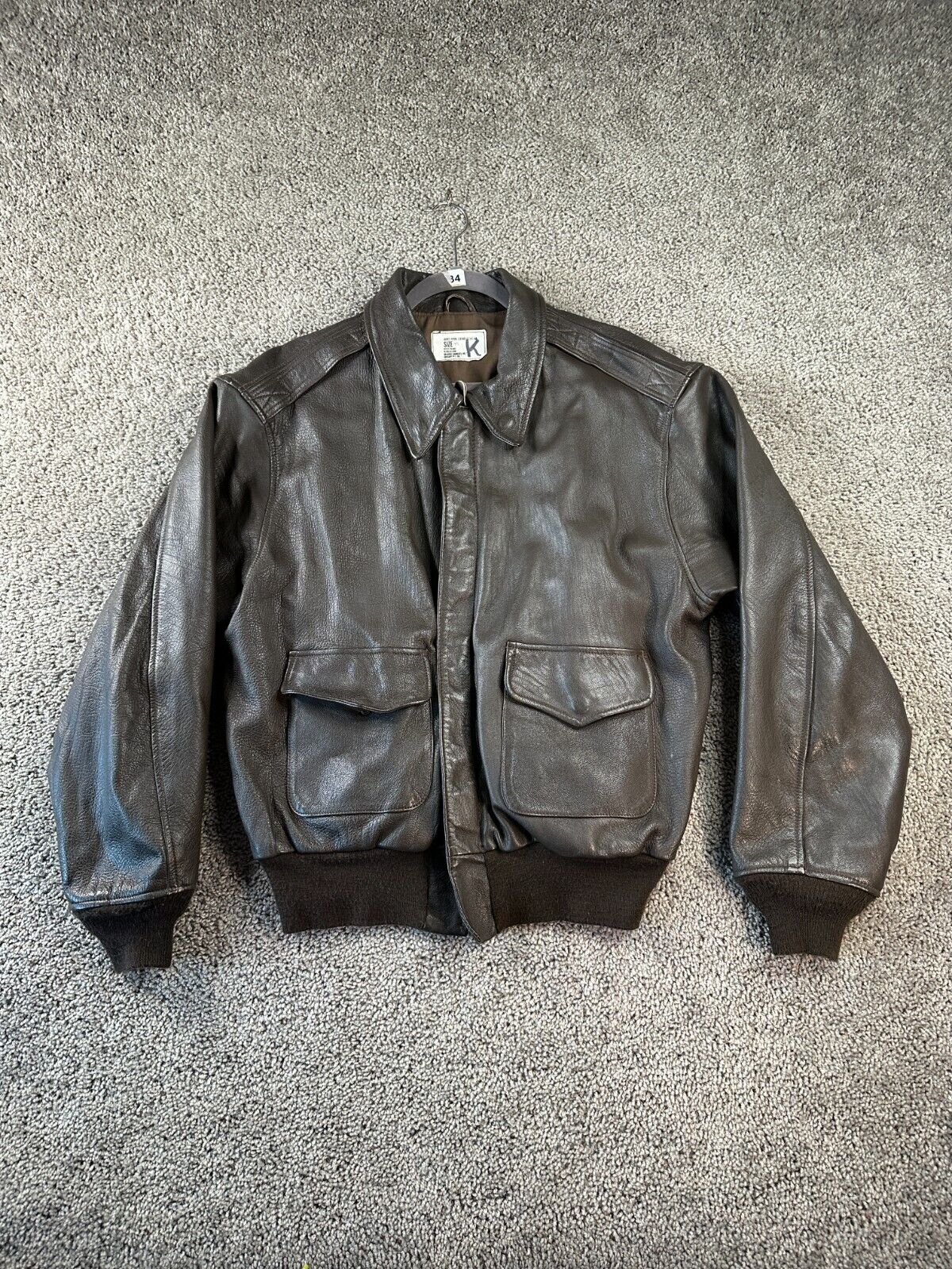 VINTAGE Branded Garments A 2 Flight Bomber Jacket Mens 48 Brown Leather USAF