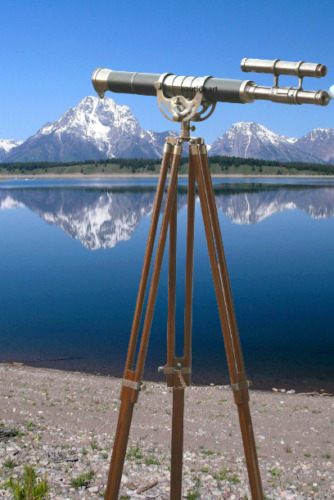 Solid Stylish Floor Standing Brass 39 Inch Telescope With Wooden Tripod Stand