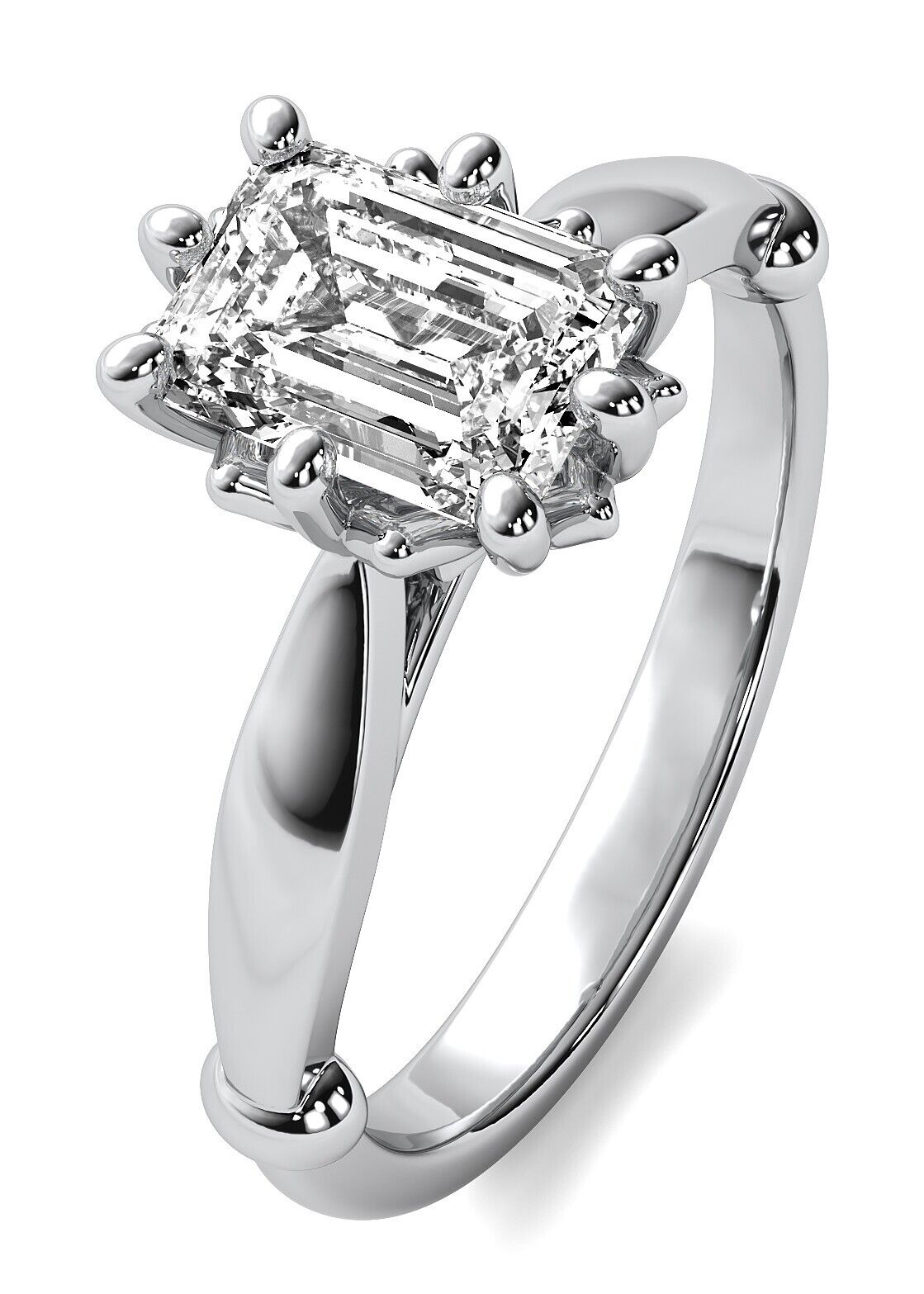 Art Deco Solitaire  1.05Ct VS1 G Emerald Cut Lab Created Diamond Engagement Ring