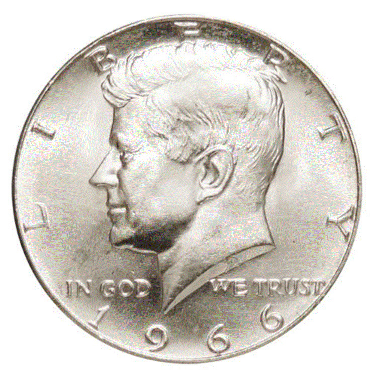 1966 Kennedy 40% Silver Half Dollar Uncirculated US Mint