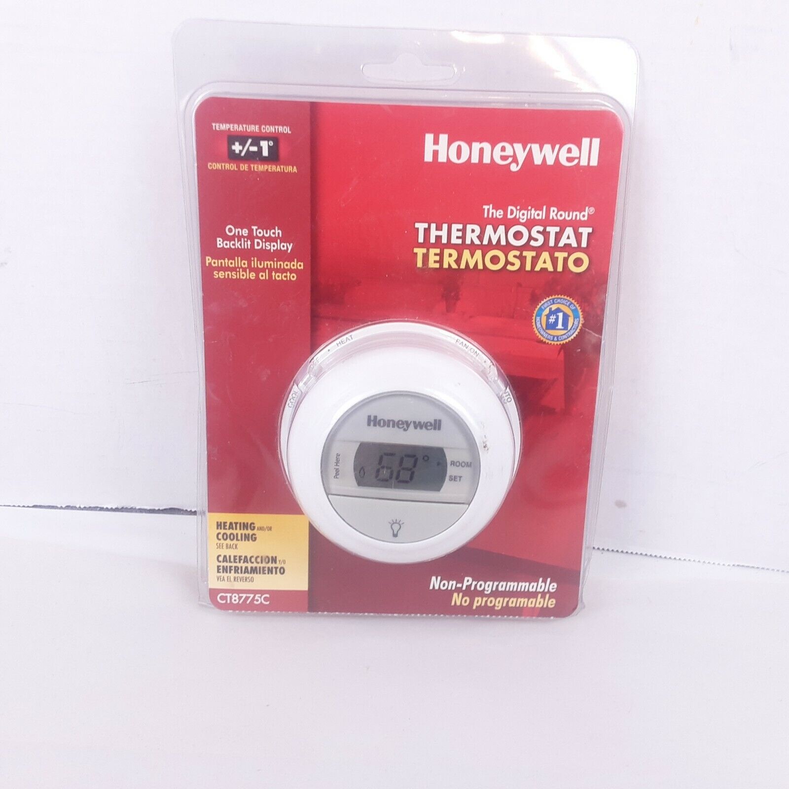 Honeywell CT8775C Digital Round  Manual Thermostat Heating and Cooling