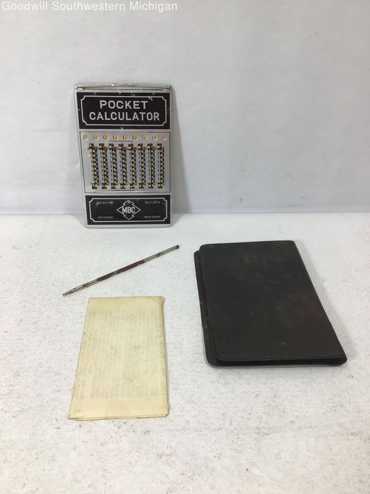 Vintage MBC Pocket Calculator w/ Case, Stylus & Instructions - UNTESTED