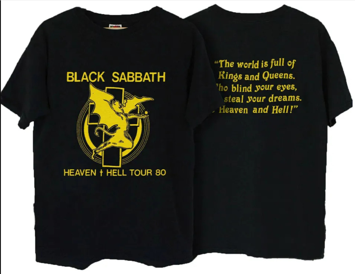 Vintage 1980 Black Sabbath Heaven And Hell Tour T-Shirt For Fans
