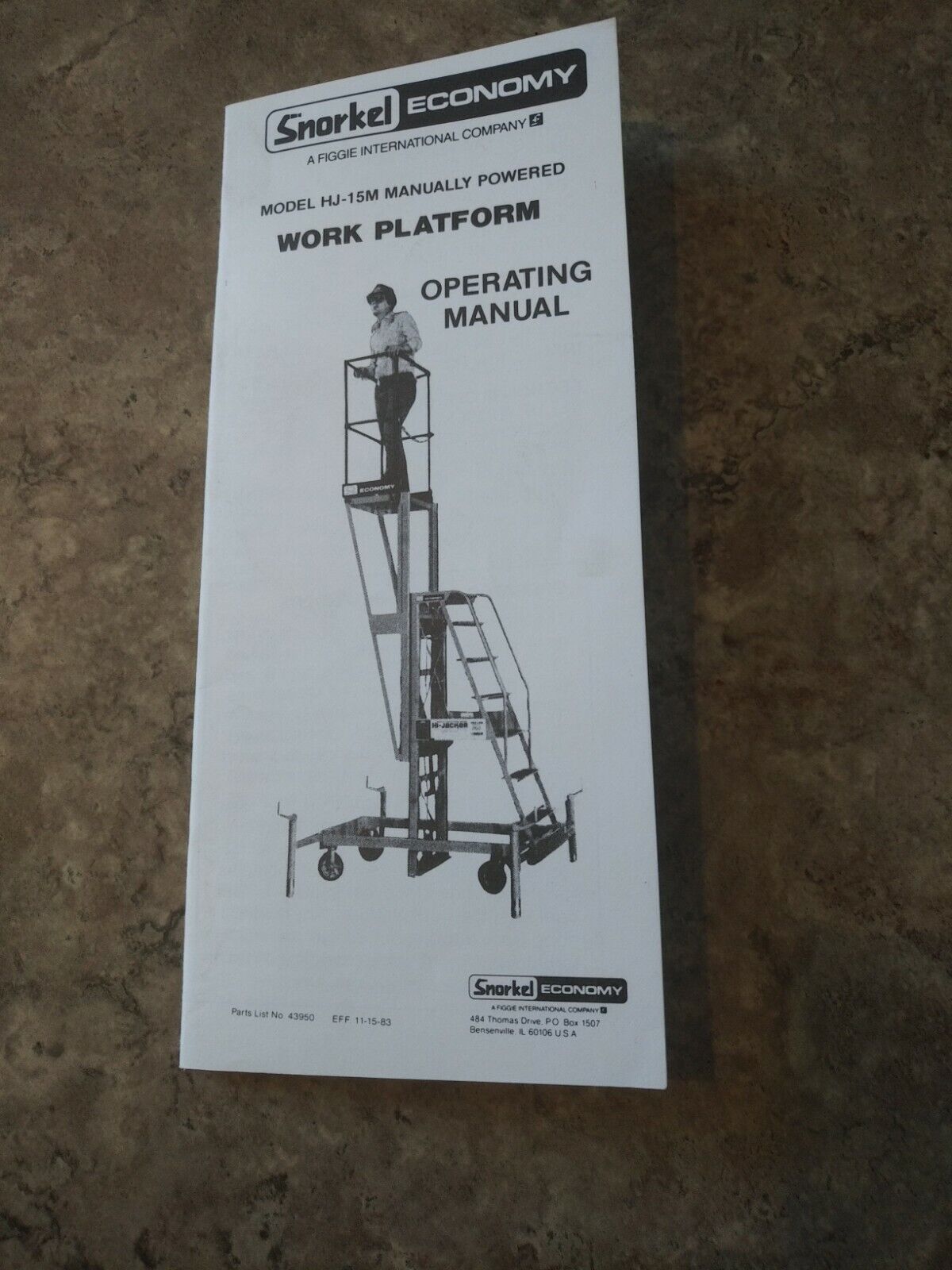 Snorkel Economy HJ-15M Work Lift Platform Operator\'s Manual 1983