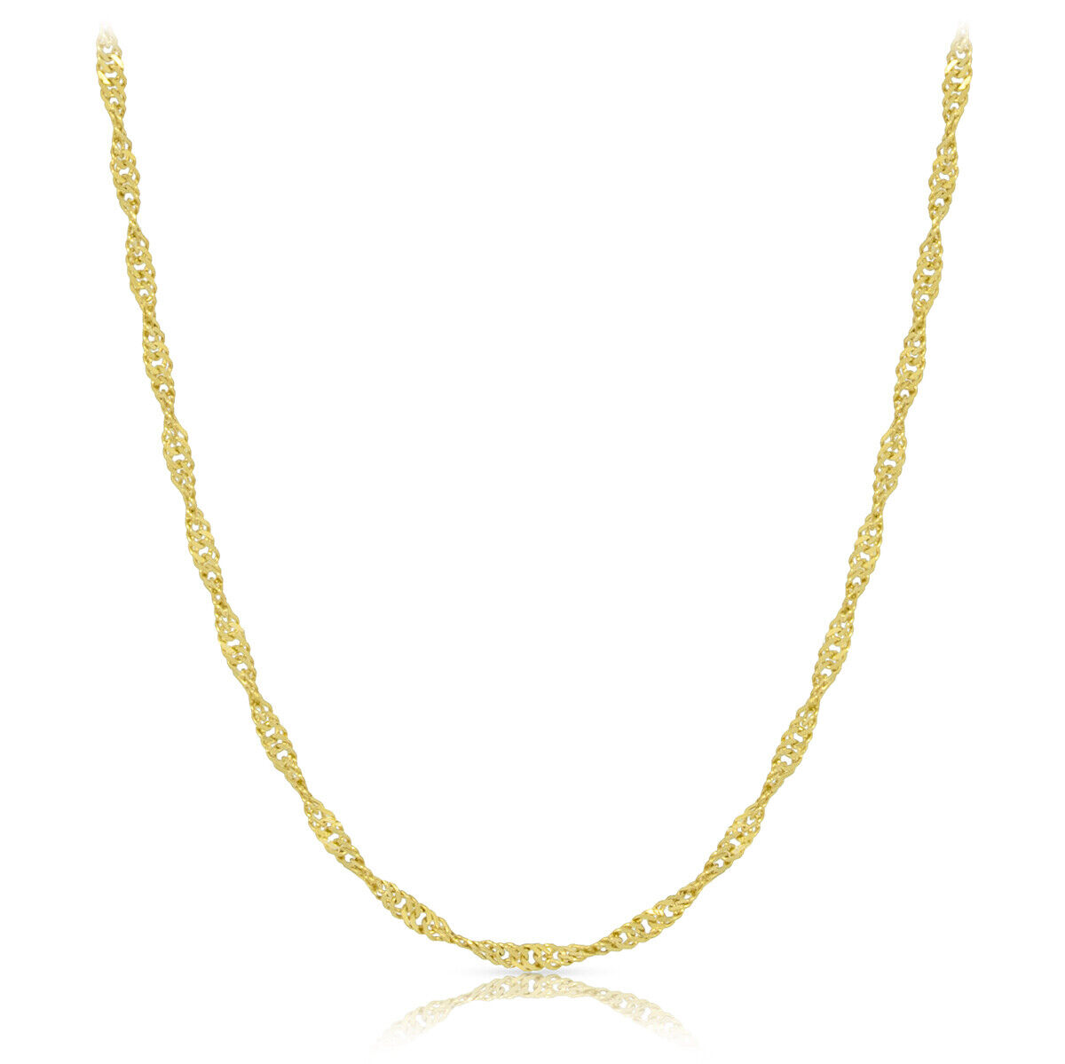 10k Yellow Gold Singapore Chain Necklace 0.8mm Classic Elegant Design 16\
