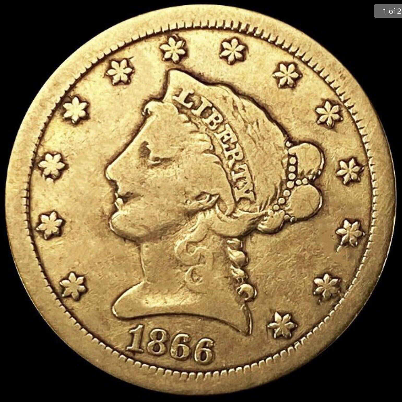 1866 S Coronet Head Gold $2.50 Quarter Eagle 🦅 VF Only 38,960 🇺🇸 Amazing 🇺🇸