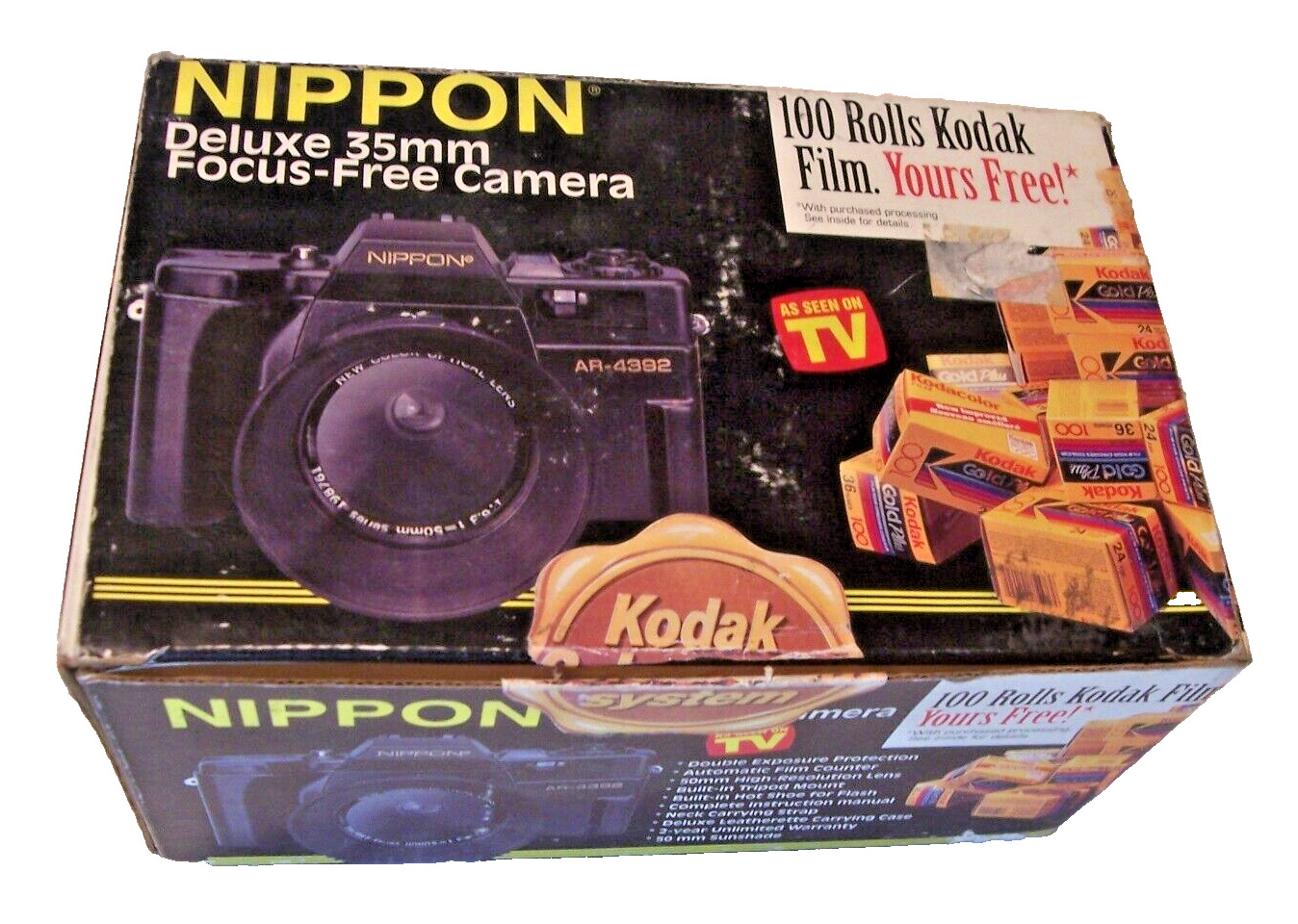 NIPPON 35mm Film Camera AR-4392F w/Case Strap Sun Shade  Lens Cap Vintage New