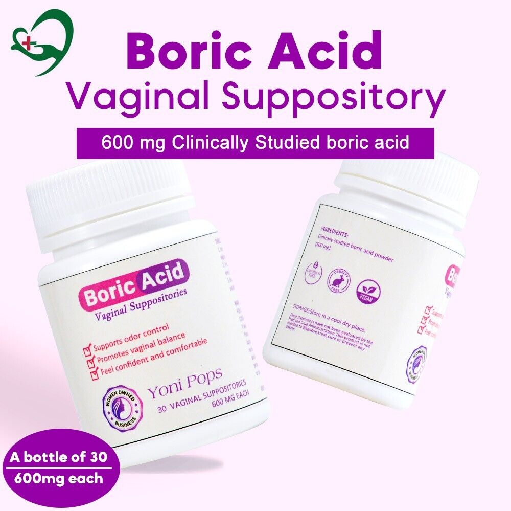 (30x) Clinically Studied Boric Yoni Pops Anti Odor Vaginal BV Suppository 600mg