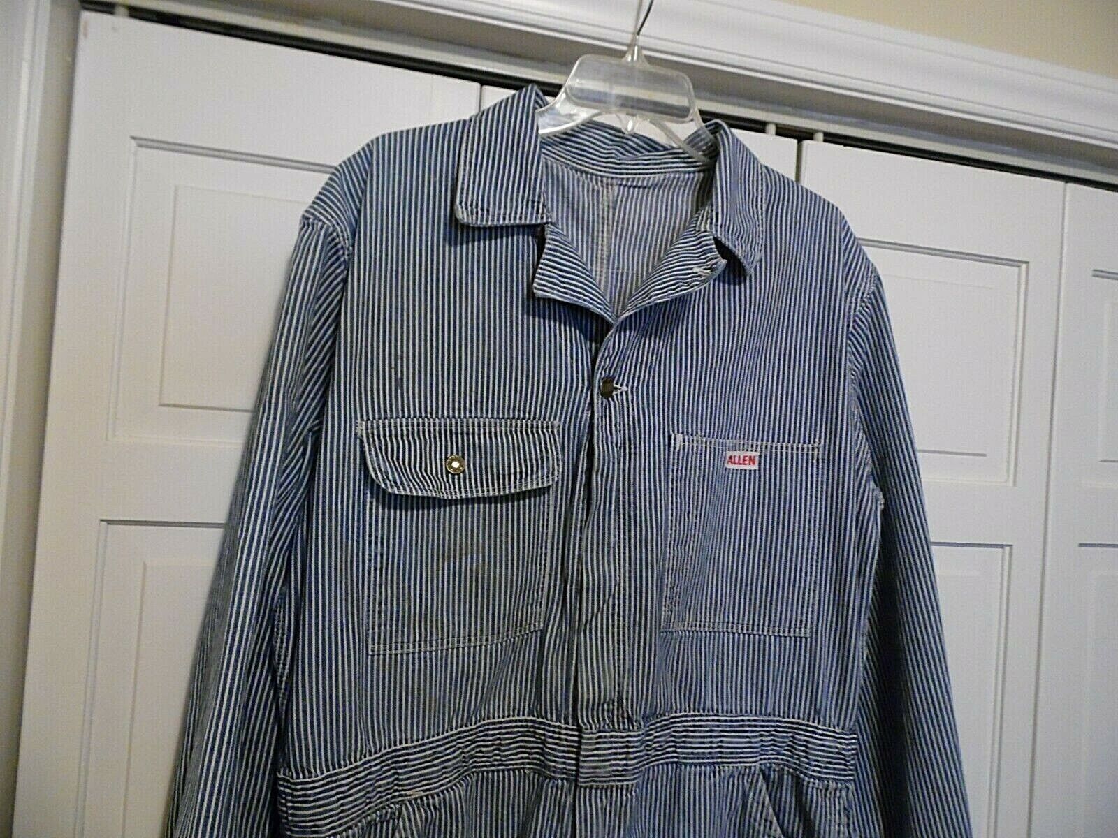 Vintage Allen Hickory Striped Zippered Coveralls ~ Circa 1940\'s/1950\'s