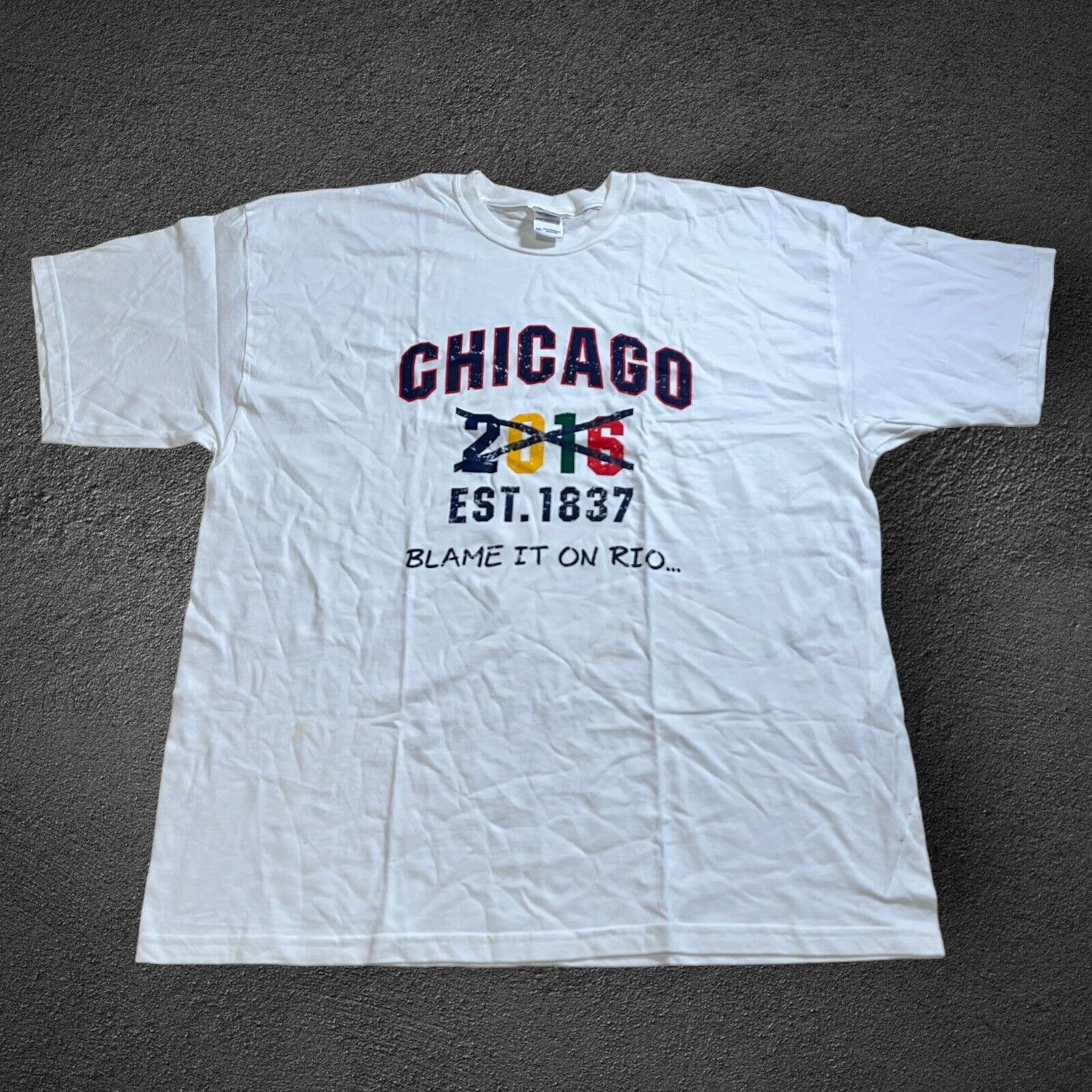 Vintage Chicago T Shirt Mens 2XL White Olympics Rio 2016 Sports Streetwear Urban