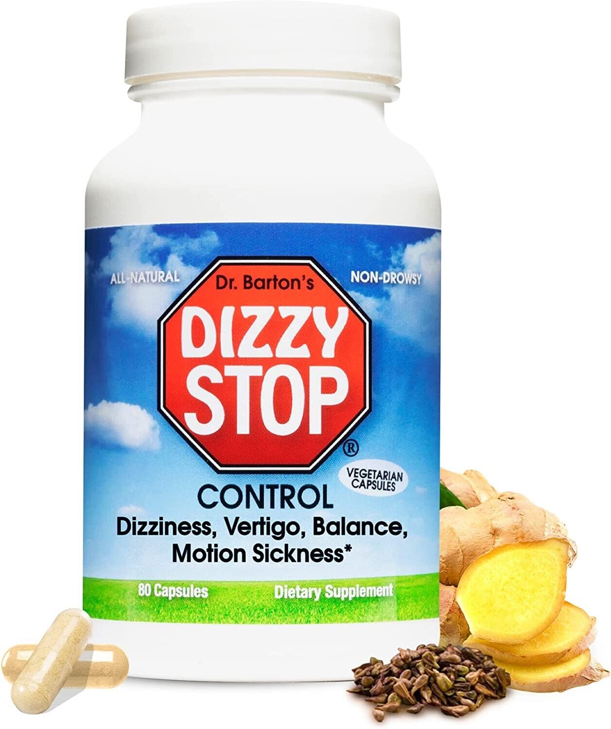 DizzyStop - Herbal Supplement for Vertigo Relief, Dizziness, Motion Sickness