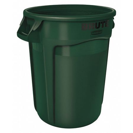 Rubbermaid Commercial Fg263200dgrn 32 Gal Round Trash Can, Green, 22 In Dia,