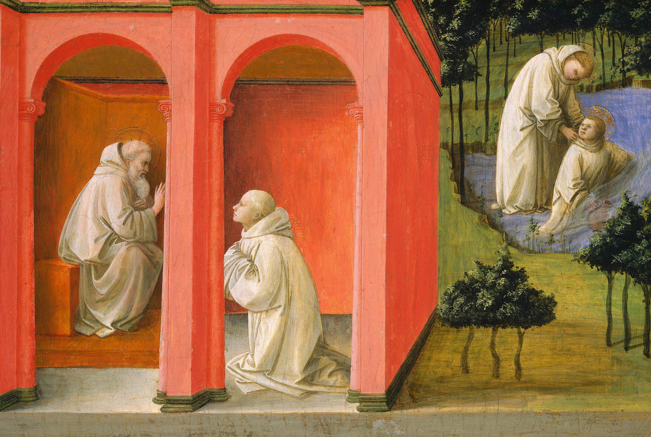 Saint Benedict Orders Saint Maurus | Fra Filippo Lippi | 1450 Renaissance Print