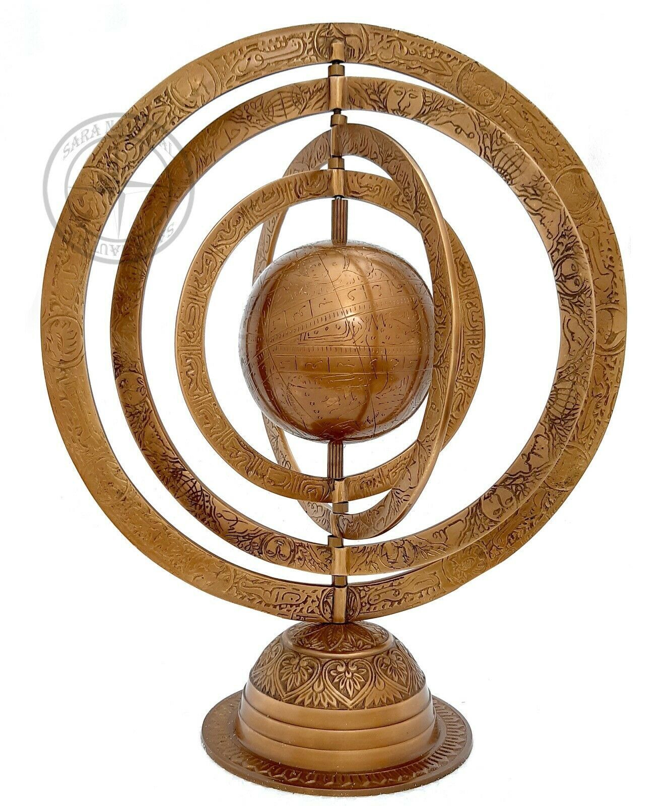 16\'\' Nautical Antique Brass Astrolabe Armillary Navigation Astrological Globe
