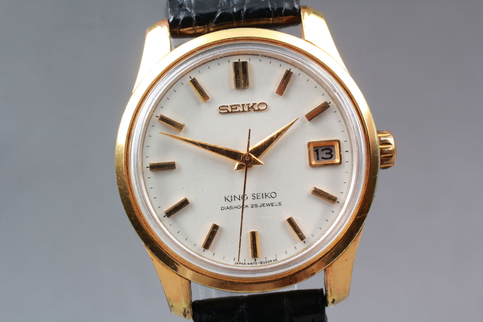 [Exc+4] Vintage KING SEIKO 4402-8000 KS Gold Hand Winding Date Men\'s Watch JAPAN