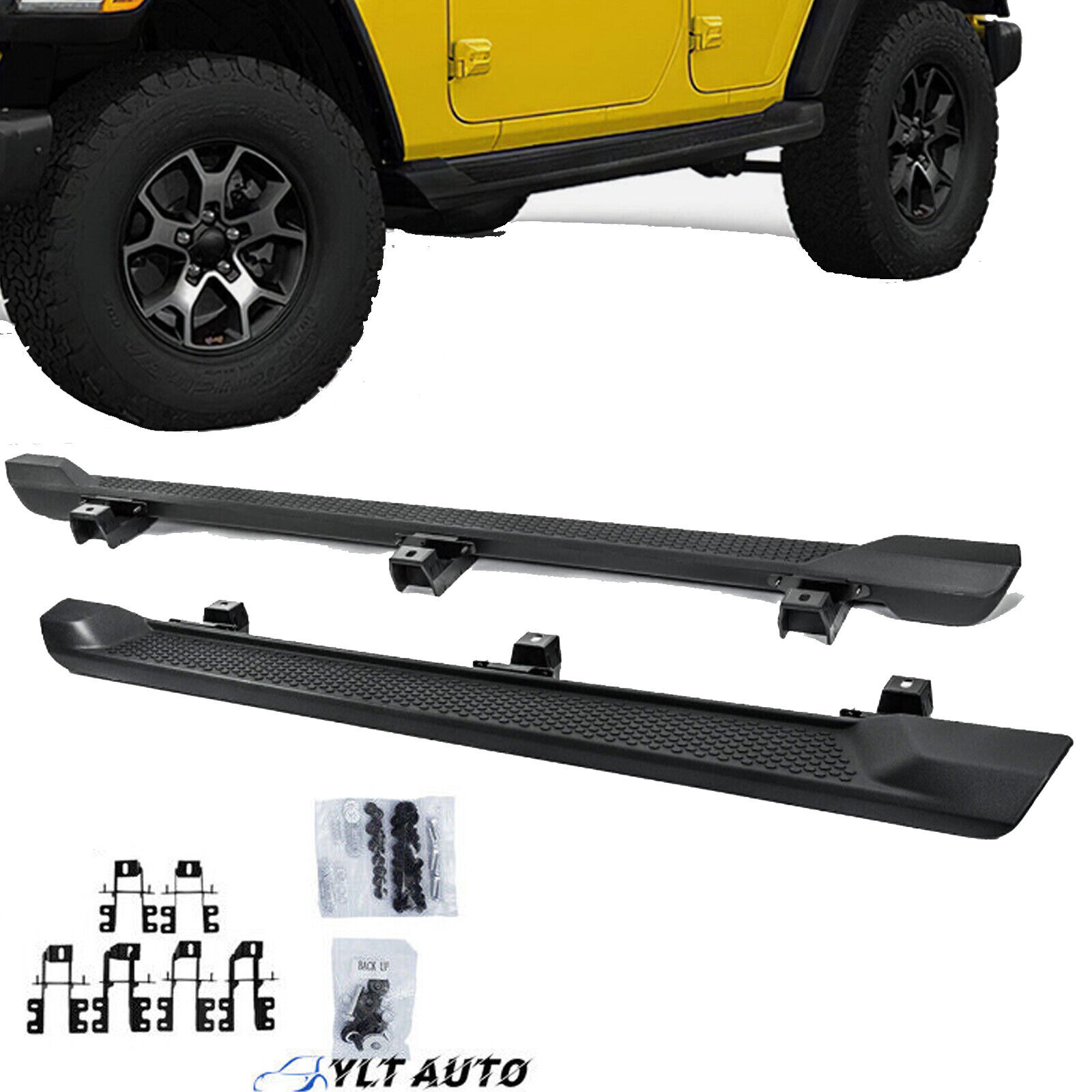 Fits 2018-2024 Jeep Wrangler JL 4 Door Running Boards Nerf Bars Side Step Set
