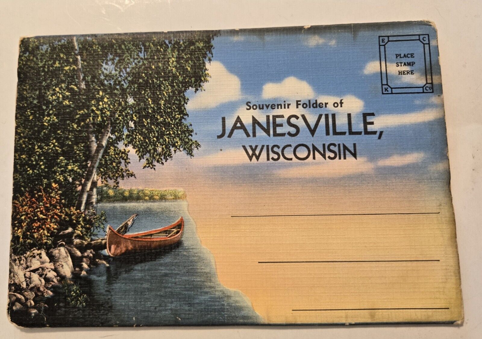 B&W Views Vintage Janesville Wisconsin WI  Souvenir Postcard Folder F-5 