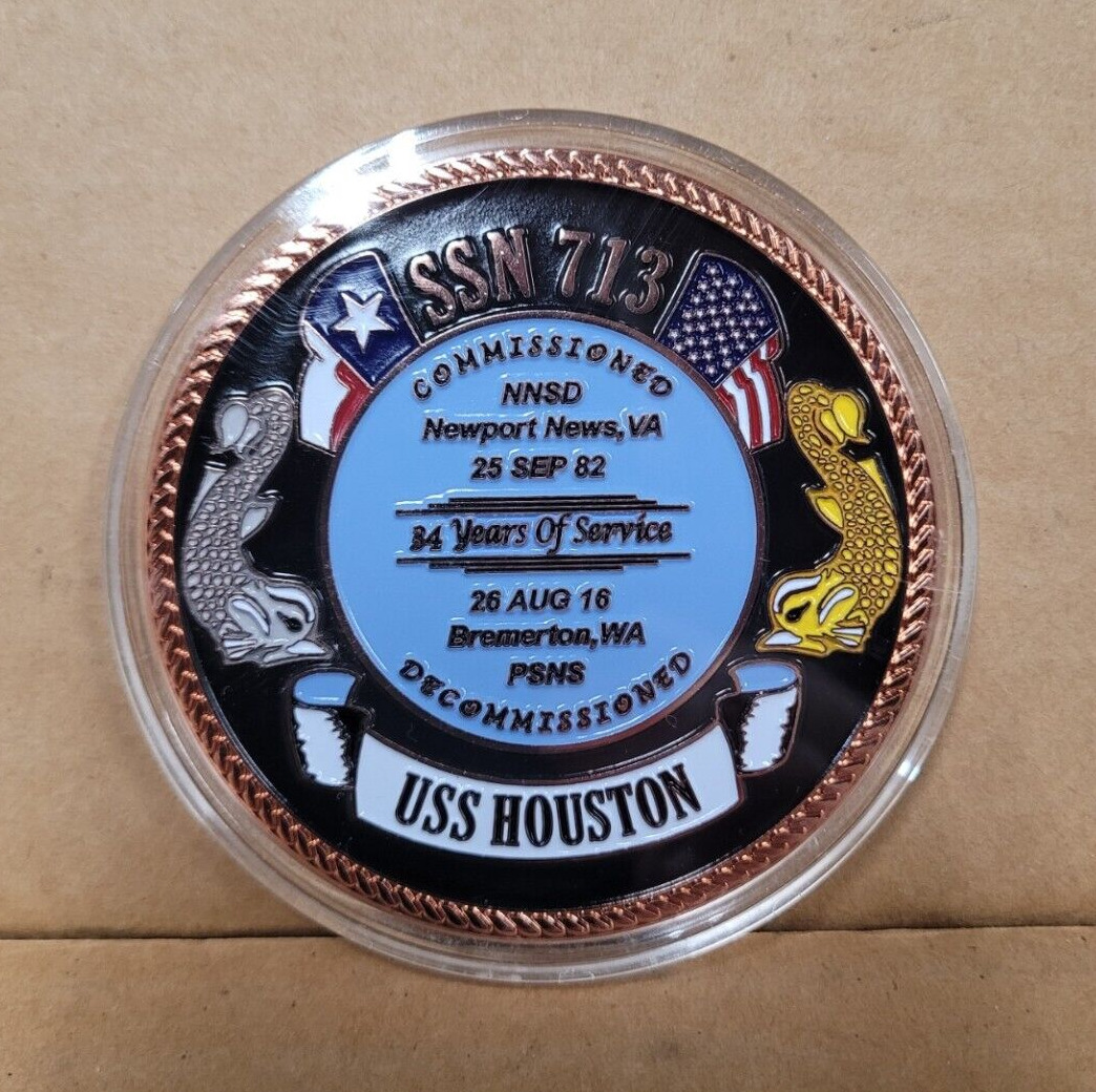 USS HOUSTON SSN-713 SUBMARINE DECOMMISSIONING CHALLENGE COIN