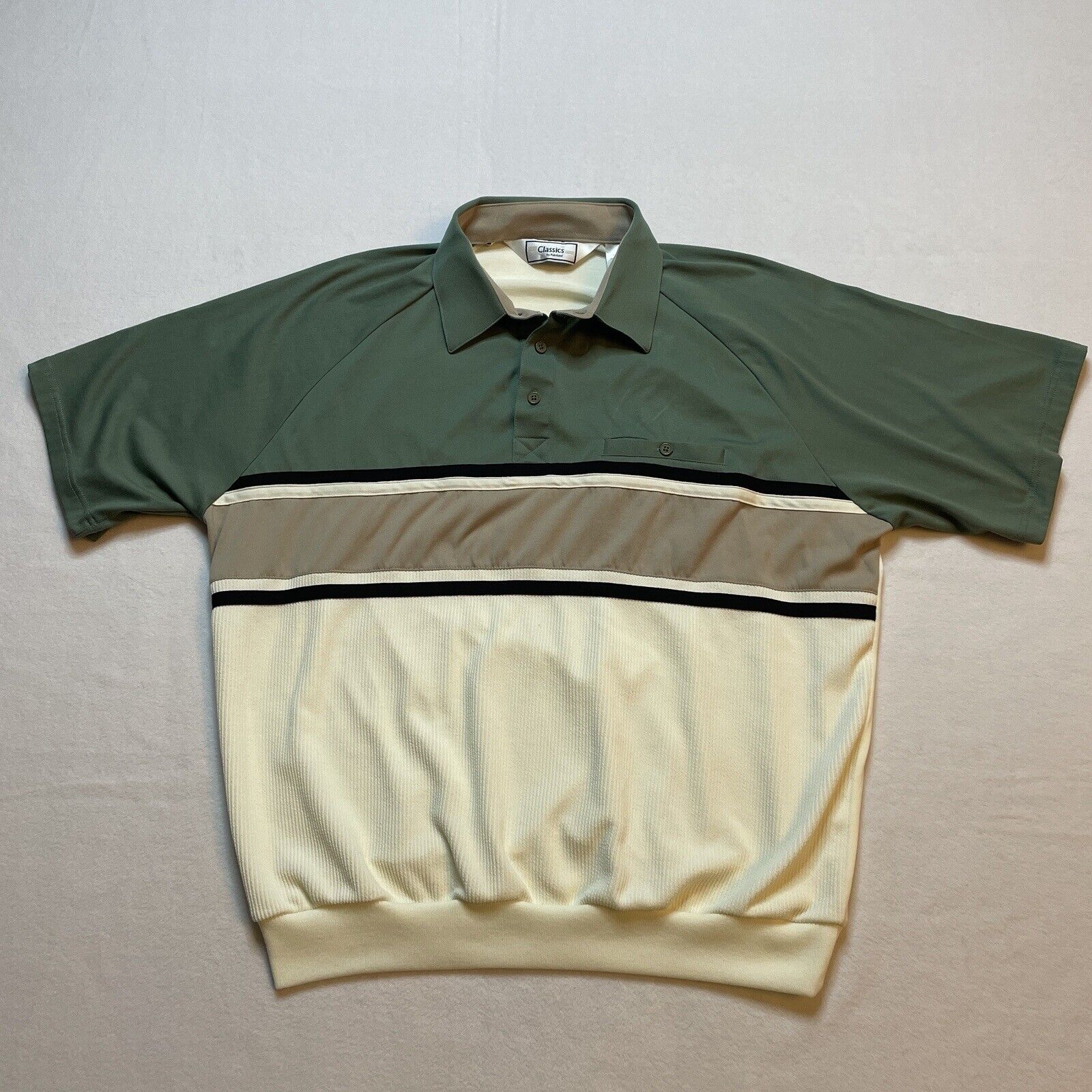 VTG Classics By Palmland Polo Shirt Men’s XL Front Pocket Banded Waist