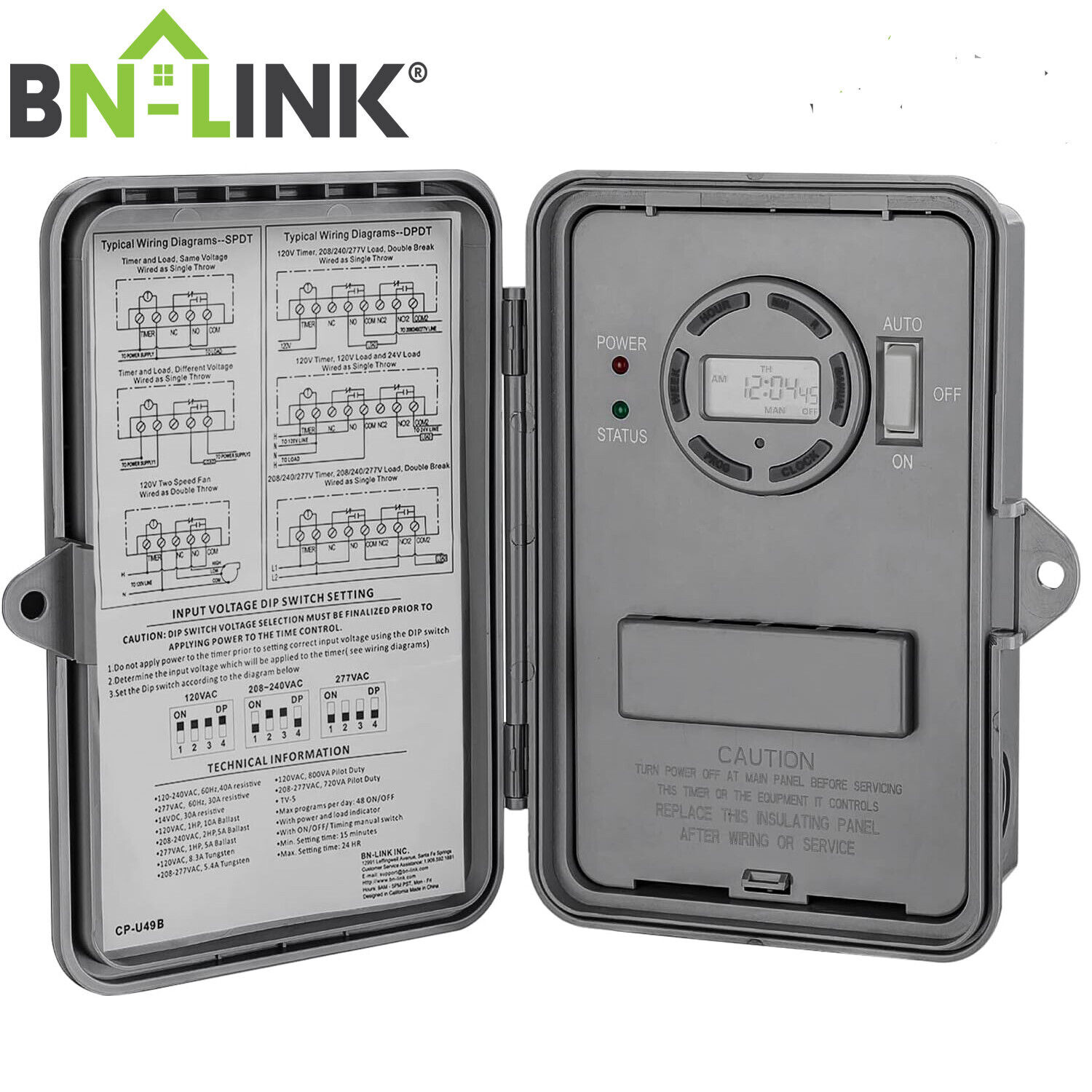 BN-LINK Pool Pump Timer, Outdoor Digital Timer Box Heavy Duty 7-Day Programmable