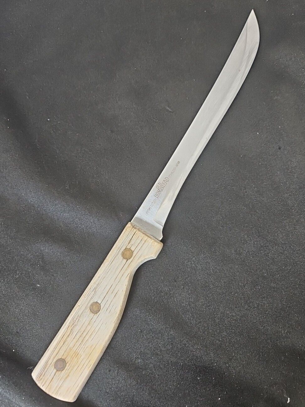 Vtg Old Homestead Lifetime Cutlery Stainless Steel Carving Slicer Knife Wooden 