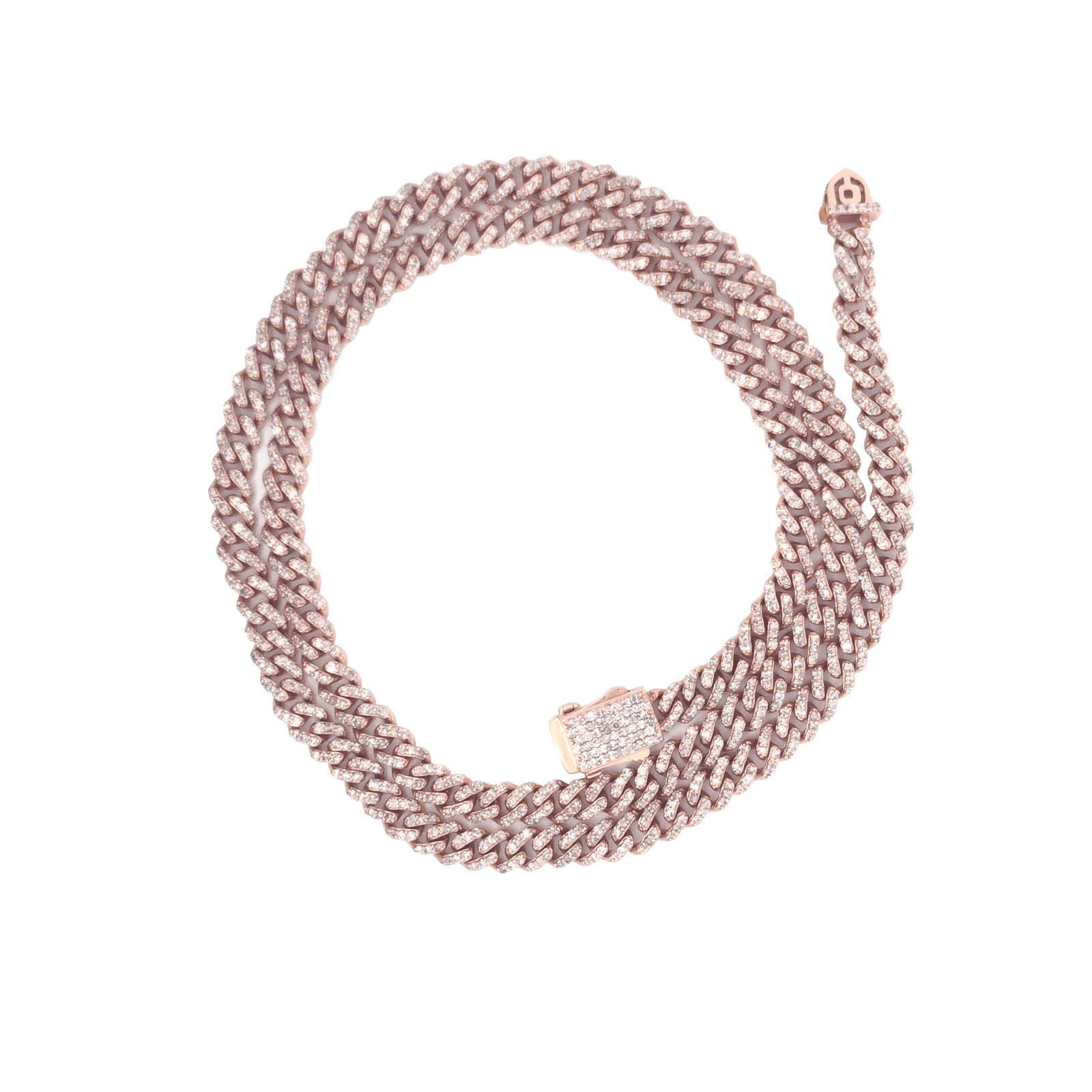 CUBAN LINK CHAIN – 10K Rose Gold with 6.90ct Natural Diamond ALC008